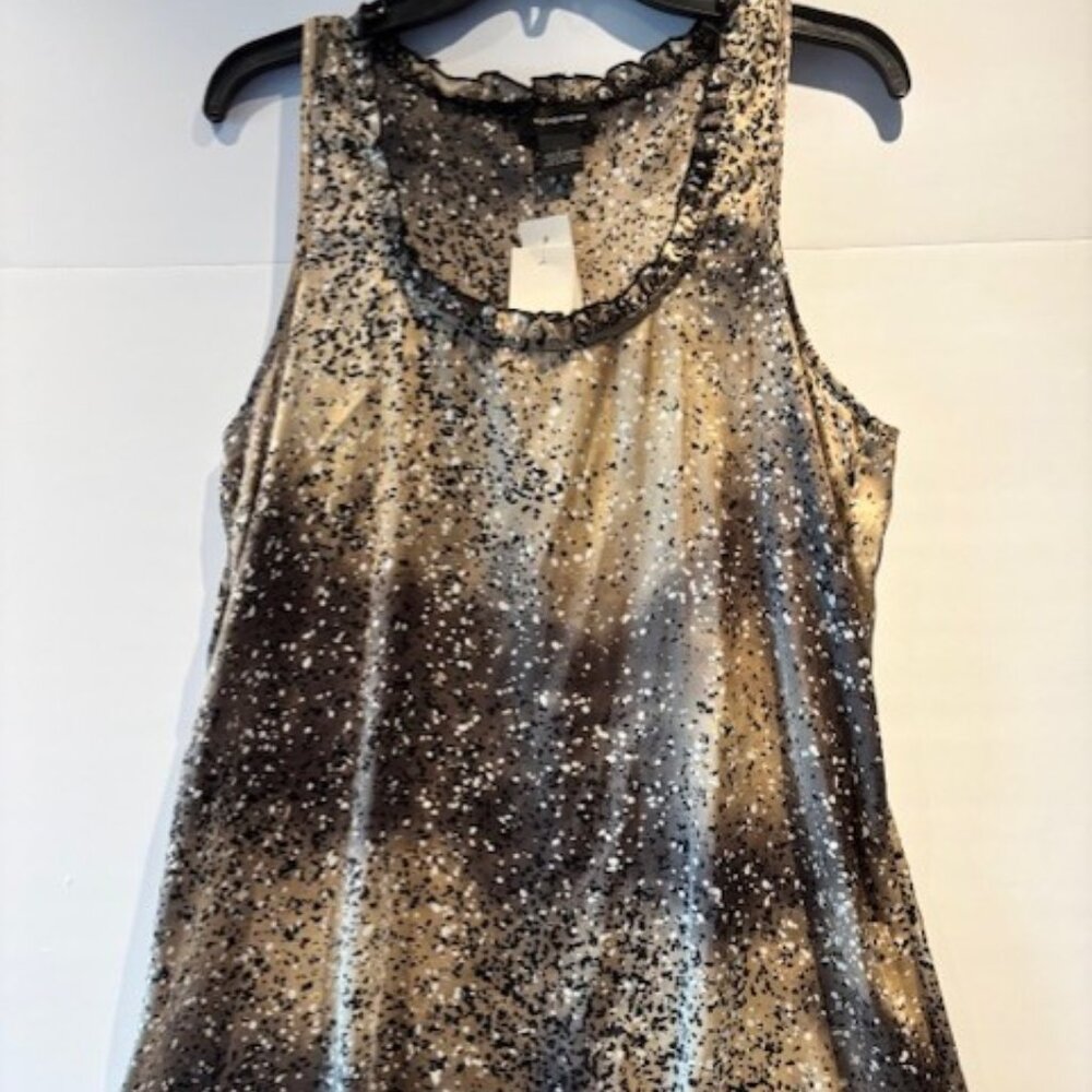 Spense Black and Tan Sleeveless Blouse